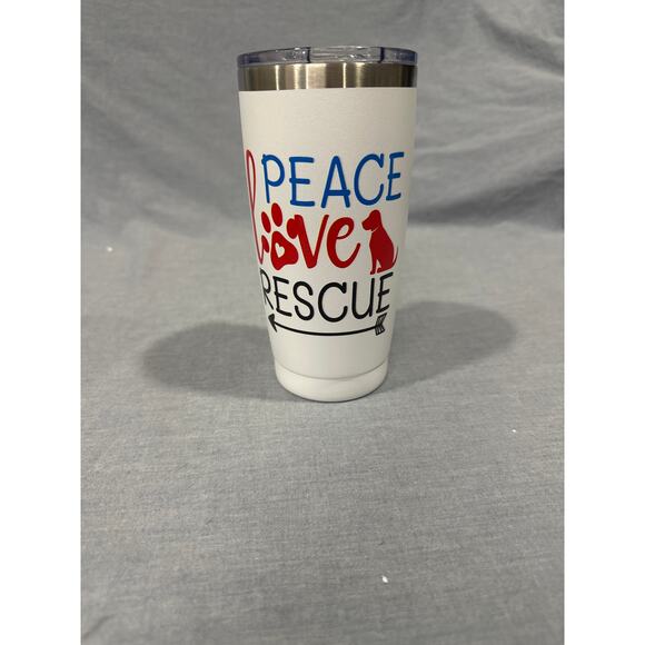 Peace Love Rescue Stainless Steel Tumbler With Lid - 20 oz. Insulated Travel Cup - Picture 4 of 5